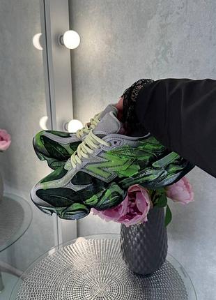 Стильные женские кроссовки new balance 9060 custom green / neon / grey