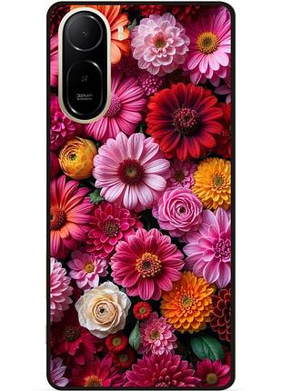 Силіконовий чохол бампер для xiaomi poco c81 pro з малюнком квіти гербери циніі