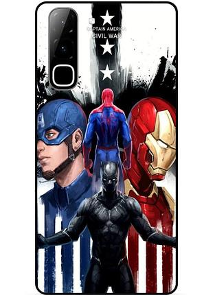 Чехол силиконовый бампер для infinix hot 70 (x6895) с рисунком marvel марвел человек паук