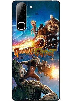 Чехол силиконовый бампер для infinix hot 70 (x6895) rocket groot ракета грут стражи галактики