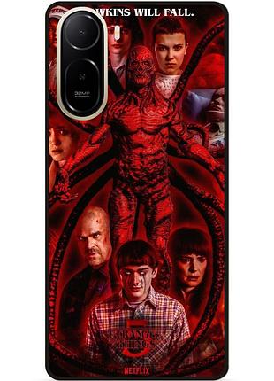 Силиконовый бампер чехол для xiaomi poco c81 pro с картинкой stranger things очень странные дела
