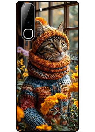 Чехол силиконовый бампер для infinix hot 70 (x6895) с рисунком котик в цветах