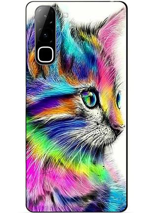 Силіконовий чохол бампер для infinix hot 70 (x6895) з малюнком акварельний кіт