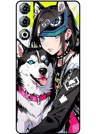 Чехол силиконовый бампер для zte nubia neo 3 gt 5g с рисунком хаски аниме