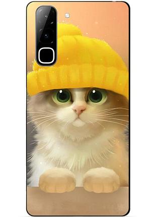 Силіконовий чохол бампер для infinix hot 70 (x6895) з малюнком котик у шапці