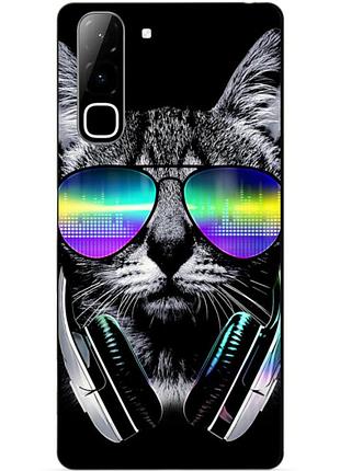 Чехол силиконовый бампер для infinix hot 70 (x6895) с рисунком музыкальный кот