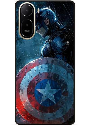 Чехол силиконовый бампер для xiaomi poco c81 pro с рисунком капитан америка marvel captain america