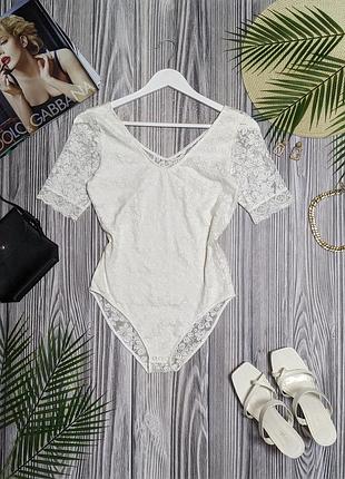 Белый кружевной боди topshop #3942