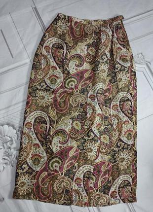 Шелковая винтажная длинная юбка 100% silk миди