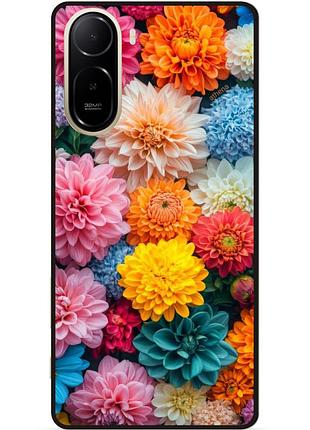 Силиконовый чехол бампер для xiaomi poco c81 pro с рисунком цветы георгины