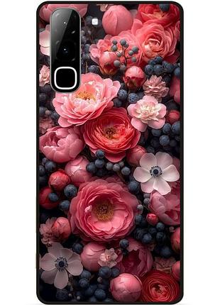 Силіконовий чохол бампер для infinix hot 70 (x6895) з малюнком квіти рожеві піони