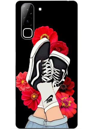 Чехол силиконовый бампер для infinix hot 70 (x6895) с рисунком кеды ванс найк цветы