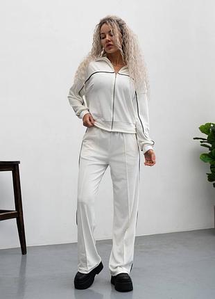 Костюм спортивный женский велюровый молочный s-m-l-xl.