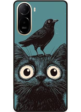 Силиконовый чехол бампер для xiaomi poco c81 pro с рисунком кот и ворона