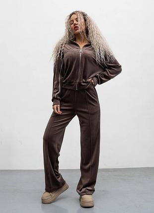 Костюм спортивный женский велюровый капучино s-m-l-xl.