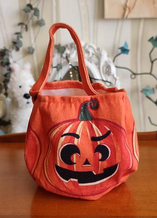 Тканинний кошик / сумочка для цукерок «гарбуз» на гелловін (halloween)