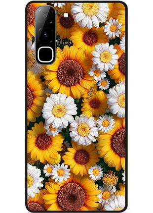 Силиконовый чехол бампер для infinix hot 70 (x6895) с рисунком цветы подсолнухи с ромашками