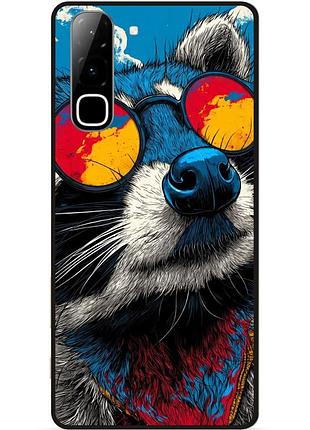 Силиконовый чехол бампер для infinix hot 70 (x6895) с рисунком енот поп-арт