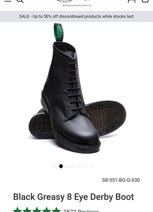 Solovair black greasy 8 eye boot