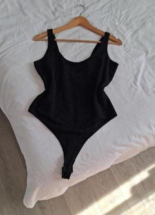 Черный женский боди из текстурной ткани h&amp;m