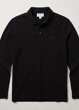 Поло lacoste regular fit з довгим рукавом, темно-сіре, us s