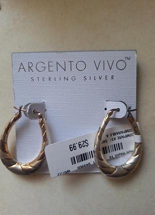 Серьги-кольца бренда argento vivo из серебра 925 пробы (sterling silver) с плетеным дизайном. новые