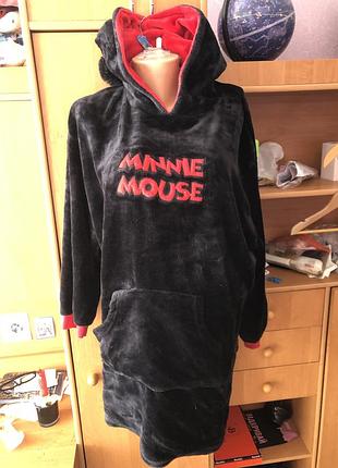 Меховушка, плюшева туника, кофта, худи, l-xl. minnie mouse. disney, слип, пижама