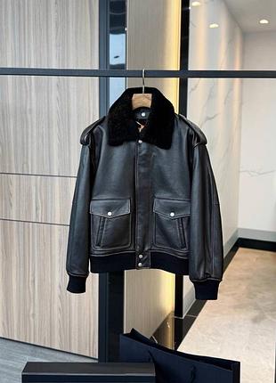 Чоловіча дублянка з натуральної шкіри з овчиною saint laurent