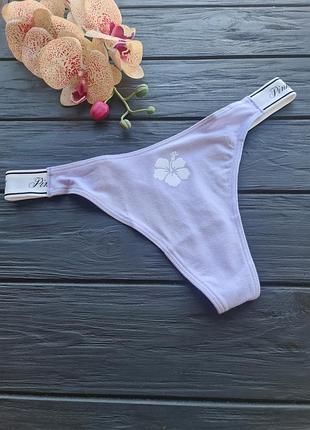 Трусики стринги logo cotton high-leg thong panty victorias secret
