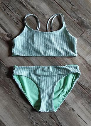 Неймовірний м'ятний купальник h&m у рубчик, р. 158/164 (12-14 років / xs-s) – твій ідеальний образ!
