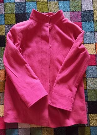 Яскраво-рожеве вовняне пальто marks &amp; spencer (uk 16 / l-xl) / woolmark