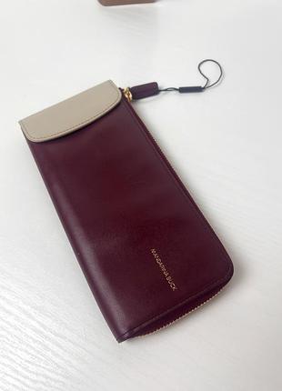 Бордовий  гаманець з натуральної шкіри mandarina duck