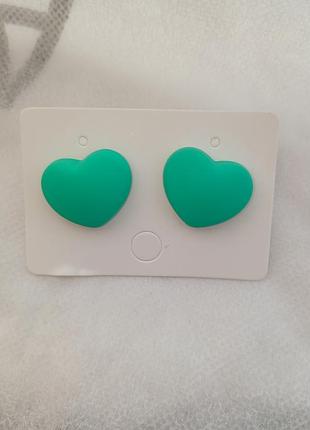 Сережки гвоздики  серце м'ятний бірюзові лазурні 🍀💚