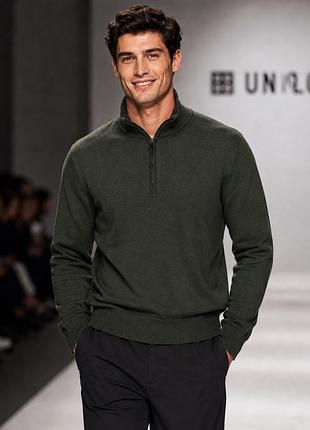 Чоловічий вовняний джемпер uniqlo m зеленого кольору (100% вовна)