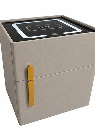 Приліжкова тумбочка ven-1734-tumb 42×42×50 см із сейфом і бездротовою зарядкою