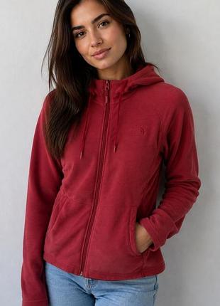 Флісова кофта the north face polartec fleece hoodie womens size m red full zip jacket sweater