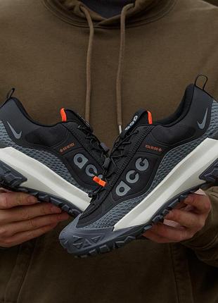 Мужские чёрные кроссовки nike acg mountain fly low gore-tex black grey orange x найт 41