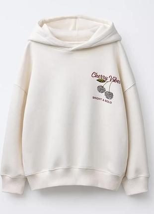 Худи, толстовка, zara, для девочки на флисе, zara, размер 8/9 лет, 131 см