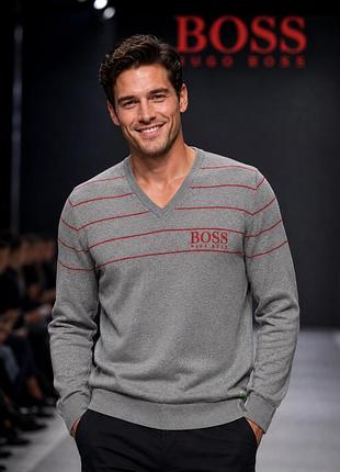 Чоловічий джемпер boss hugo boss сірий m бавовна