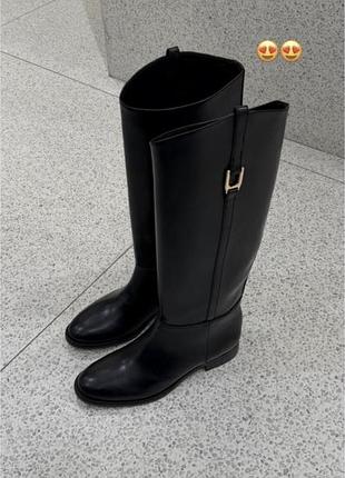 Чорні жокейські чоботи zara