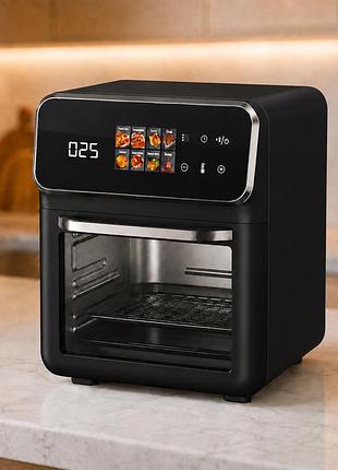 Черная электрическая мультипечь top kitchen tk-00244 12л / аэрогриль с сенсорным управлением 2400 вт 10 программ