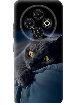 Чехол силиконовый на телефон tecno spark 30c дымчатый кот "825u-3821-58250"