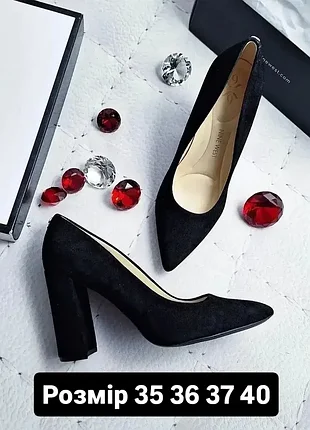 Nine west оригінал чорні замшеві туфлі на підборах