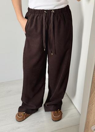 Вельветові штани джогери zara шоколадні