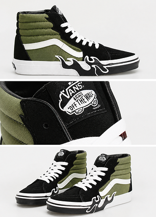 Кроссовки vans sk8-hi flame green 1500 / кроссовки ванс sk8-hi flame оригинал | 37