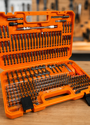 Набір біт і насадок amartisan 258 предметів у кейсі, cr-v сталь, з тріскачкою та подовжувачами