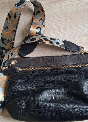 👜 кожаная сумка furla с леопардовым ремешком