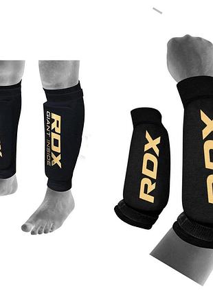 Захист ліктя(щитки  для ніг) rdx fb hyp від бренду rdx ( серія rdx hy mma shin guard з золотистим логотипом) 134-152 р