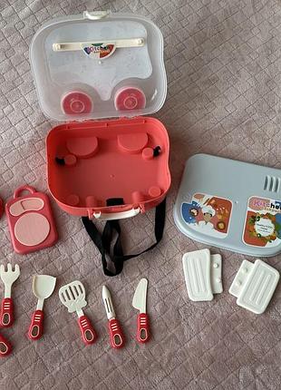 Дитячий ігровий набір рюкзак/валіза  kitchen backpack набір кухаря з посудом