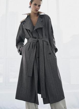 Сірий тренч zara , сірий плащ зара , пальто зара